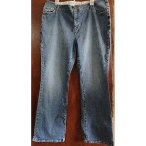 Lands' End Original Fit Classic Waist Boot Leg Pants Women's Size 18 Denim Blue